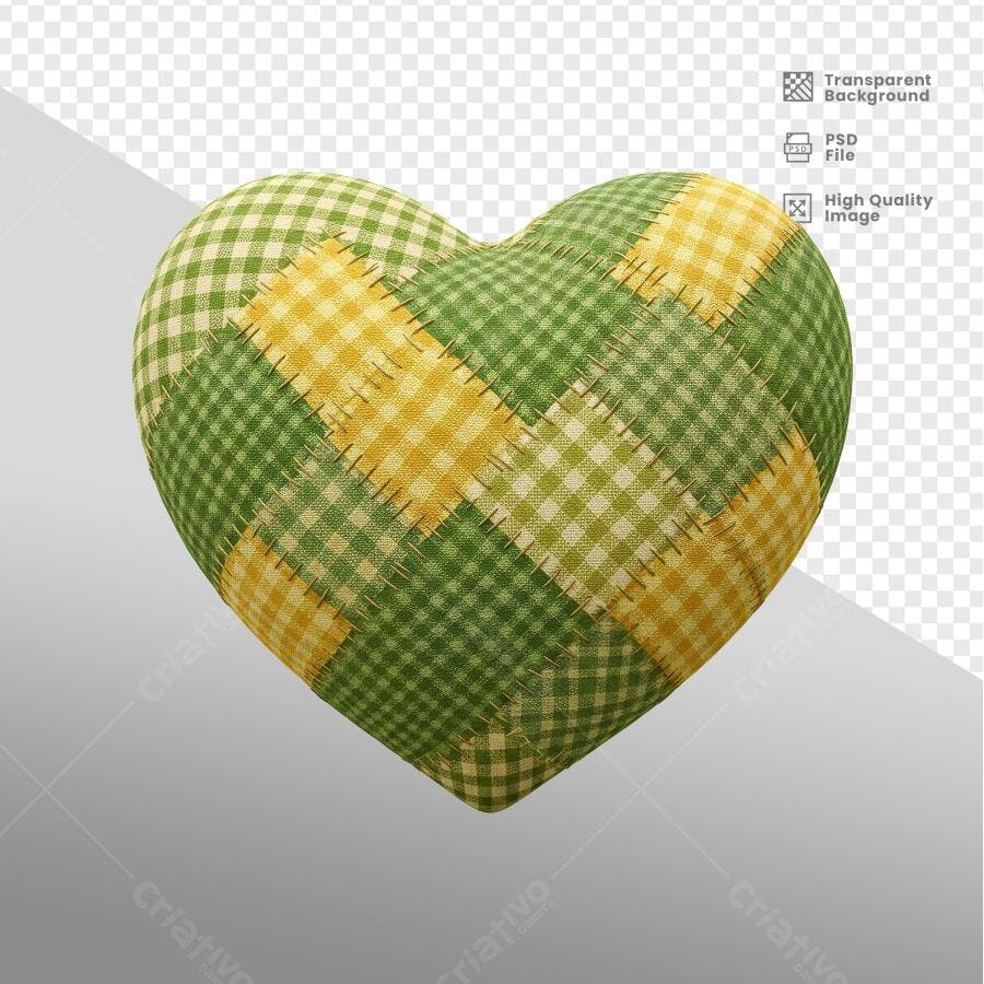 Coração Patchwork Dia dos Namorados PSD Editável