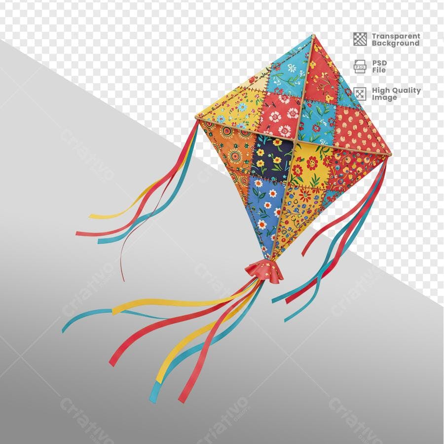 Psd Pipa Patchwork para Festa Junina Editável