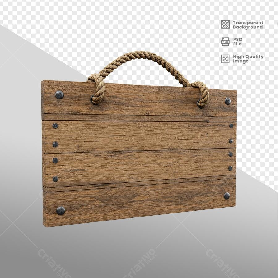 Placa de Madeira para Anúncios PSD Editável