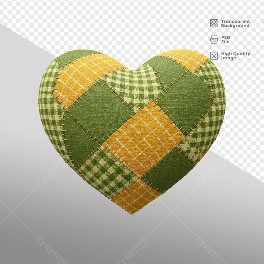 Coração Patchwork para Dia dos Namorados PSD Editável