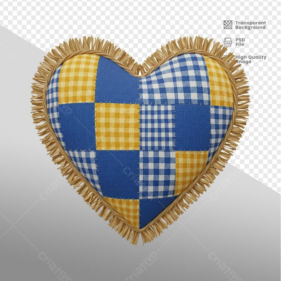 Coração Patchwork para Dia dos Namorados PSD Editável
