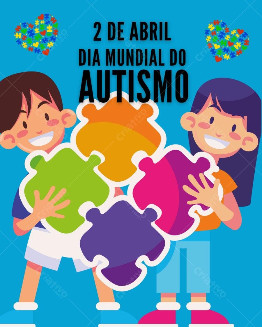 Post Instagram Dia Mundial do Autismo com peças de quebra-cabeça Editável no Canva