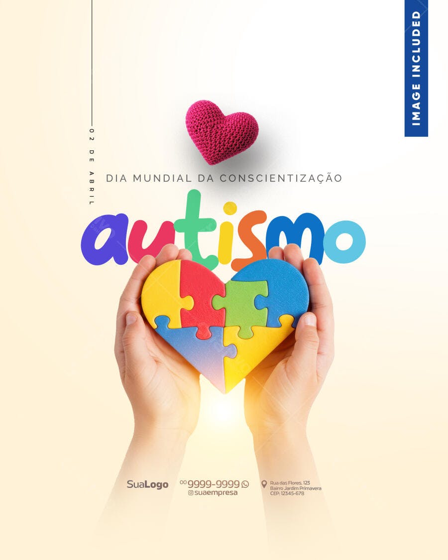 Flyer Dia Mundial do Autismo PSD Editável