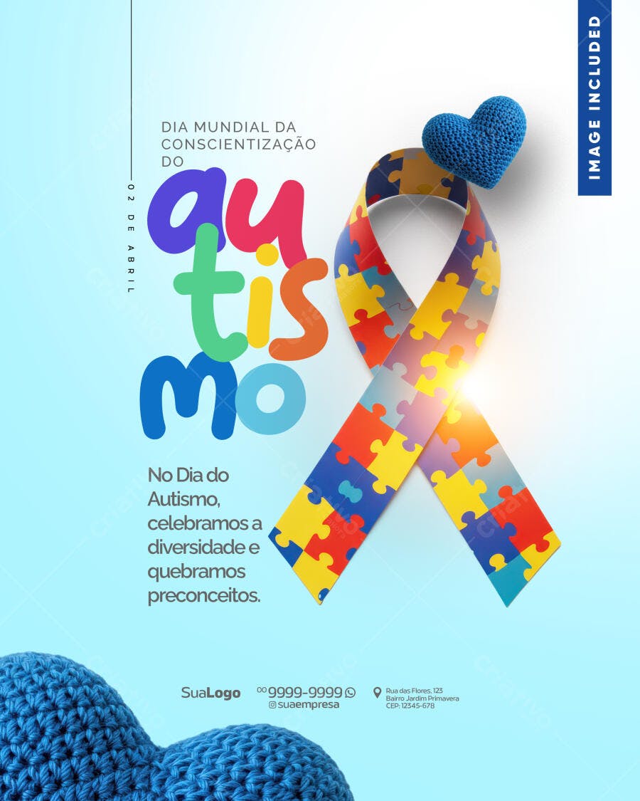 Flyer Dia Mundial do Autismo 02 de Abril PSD Editável