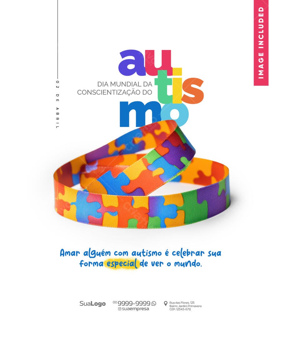 Flyer Dia Mundial do Autismo 02 de Abril PSD Editável