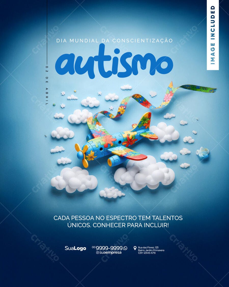 Flyer Dia Mundial do Autismo PSD Editável