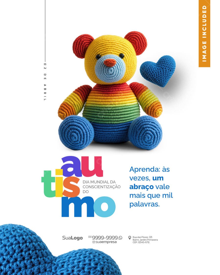 Flyer Dia Mundial do Autismo PSD Editável