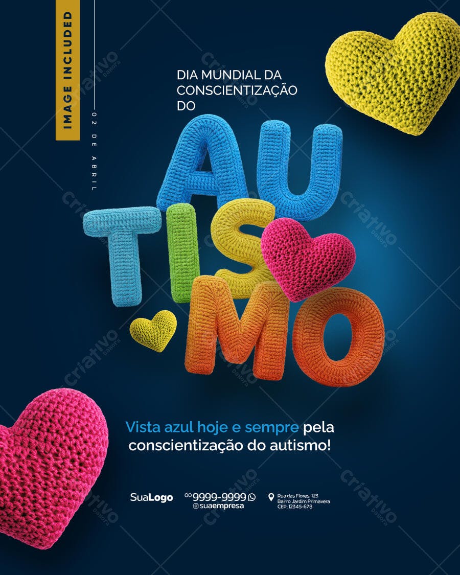 Flyer Dia Mundial do Autismo 02 de Abril PSD Editável