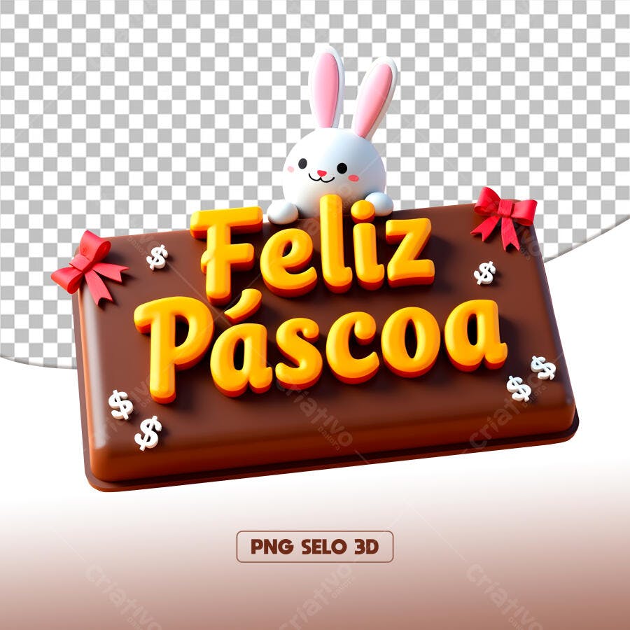 Selo Páscoa 3D PNG com fundo transparente