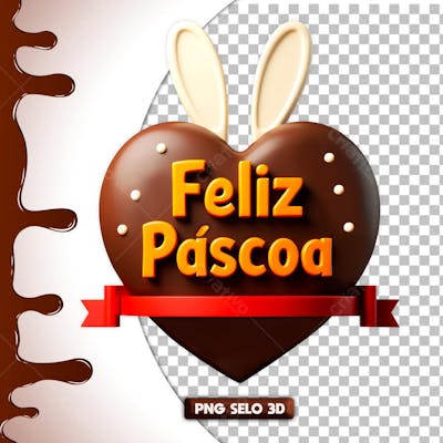 FELIZ PÁSCOA CORAÇÃO 3D PNG 