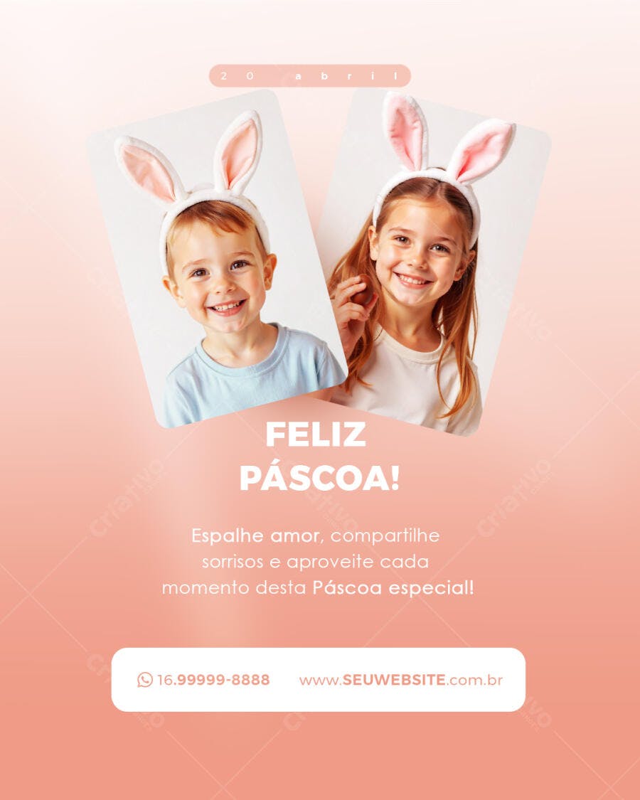 Flyer Páscoa com Crianças PSD Editável