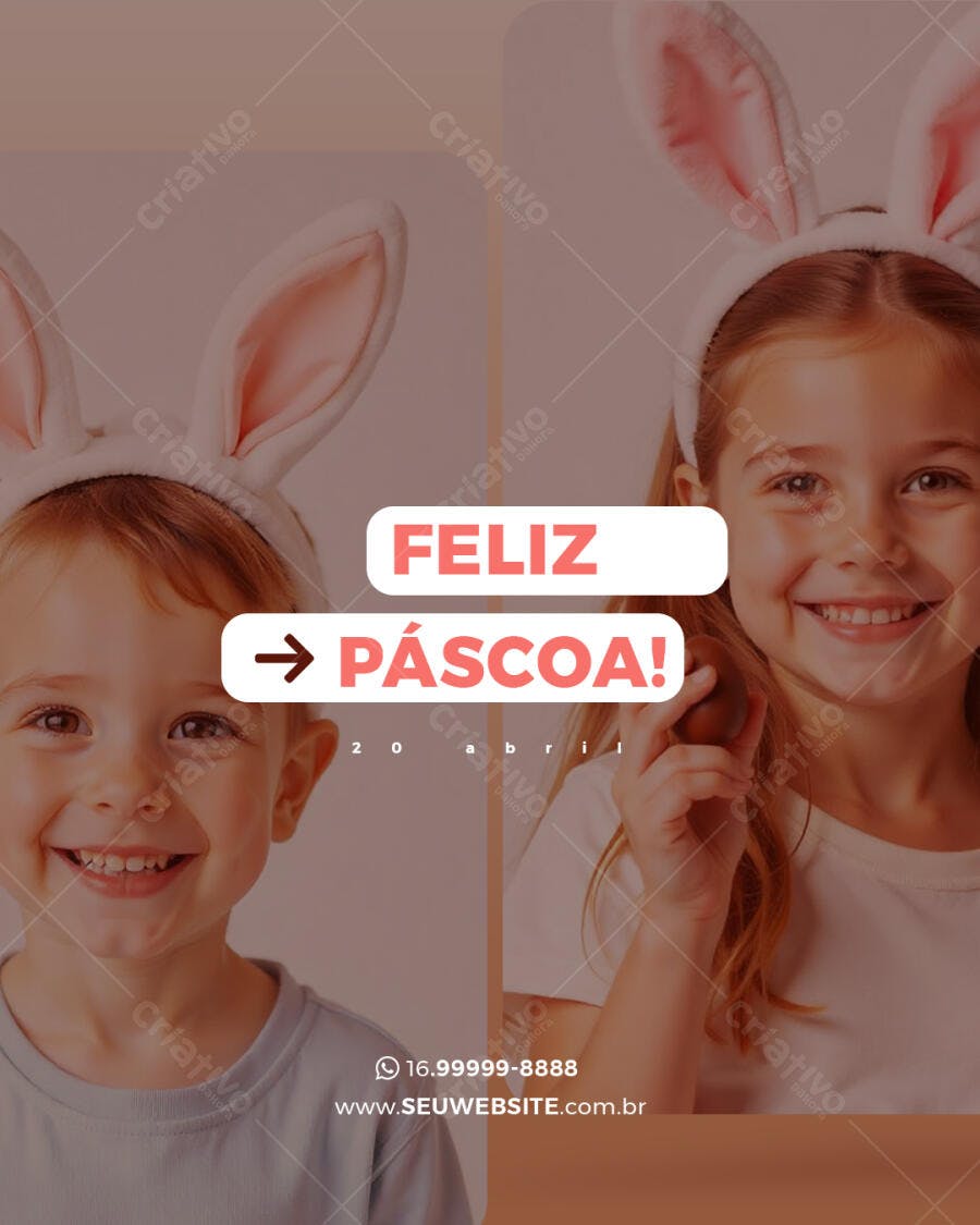 Flyer Páscoa para Crianças PSD Editável