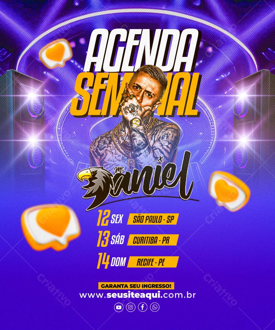 Flyer Agenda Semanal MC Daniel PSD Editável