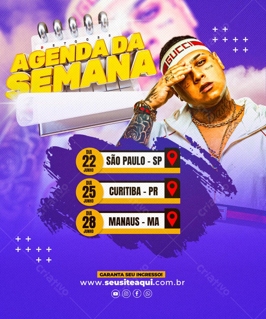 Flyer Agenda de Shows Junho PSD Editável