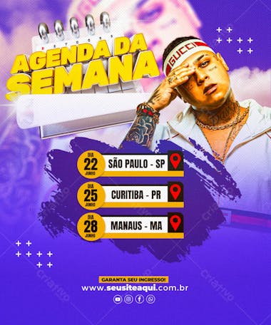 FLYER EVENTO AGENDA DA SEMANA ARTISTA