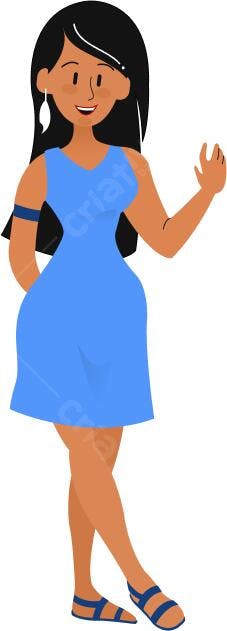 Ilustração vetorial mulher indígena em vestido azul