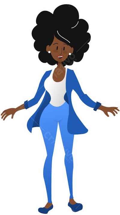 Mulher negra Personagem Vetorial Flat – Ilustração Minimalista