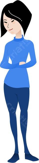 Ilustração vetorial mulher asiática estilo minimalista azul
