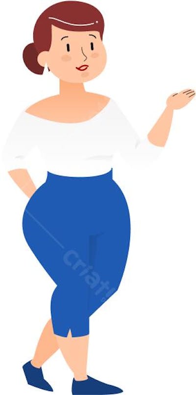 Mulher Plus size Personagem Vetorial Flat Ilustração Minimalista