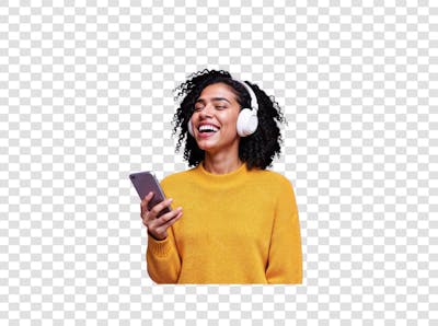 PNG Mulher a desfrutar de música