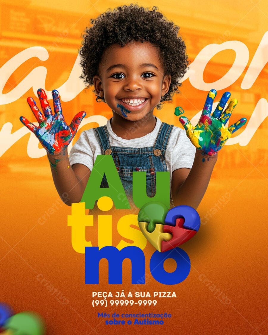 Flyer Mês Conscientização Autismo PSD Editável