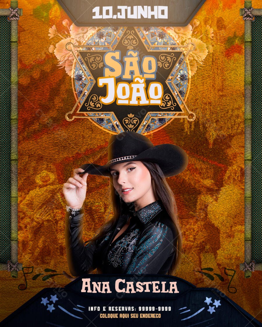 Flyer Festa Junina com Ana Castela PSD Editável