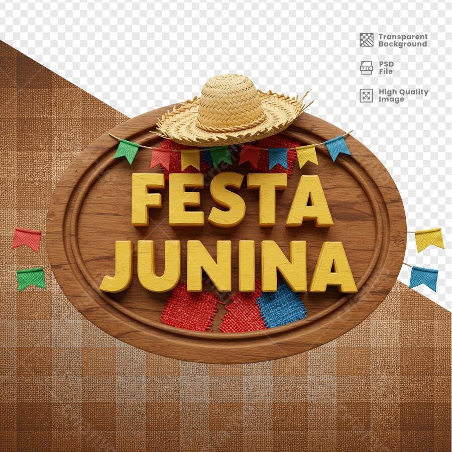 Placa Festa Junina PSD Editável