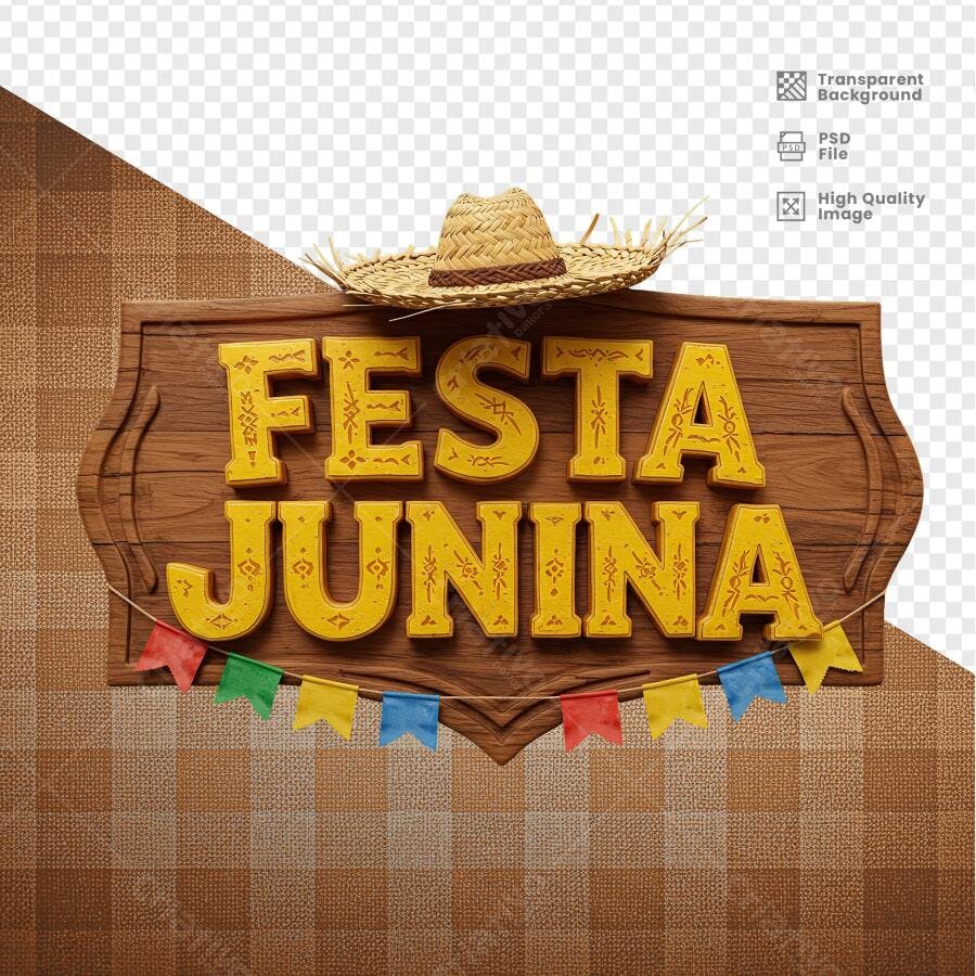 Placa Festa Junina PSD Editável