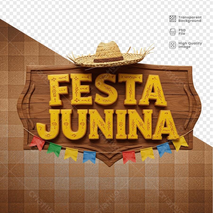Placa Festa Junina PSD Editável