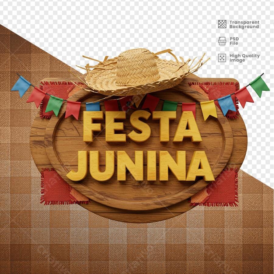 Placa Festa Junina PSD Editável
