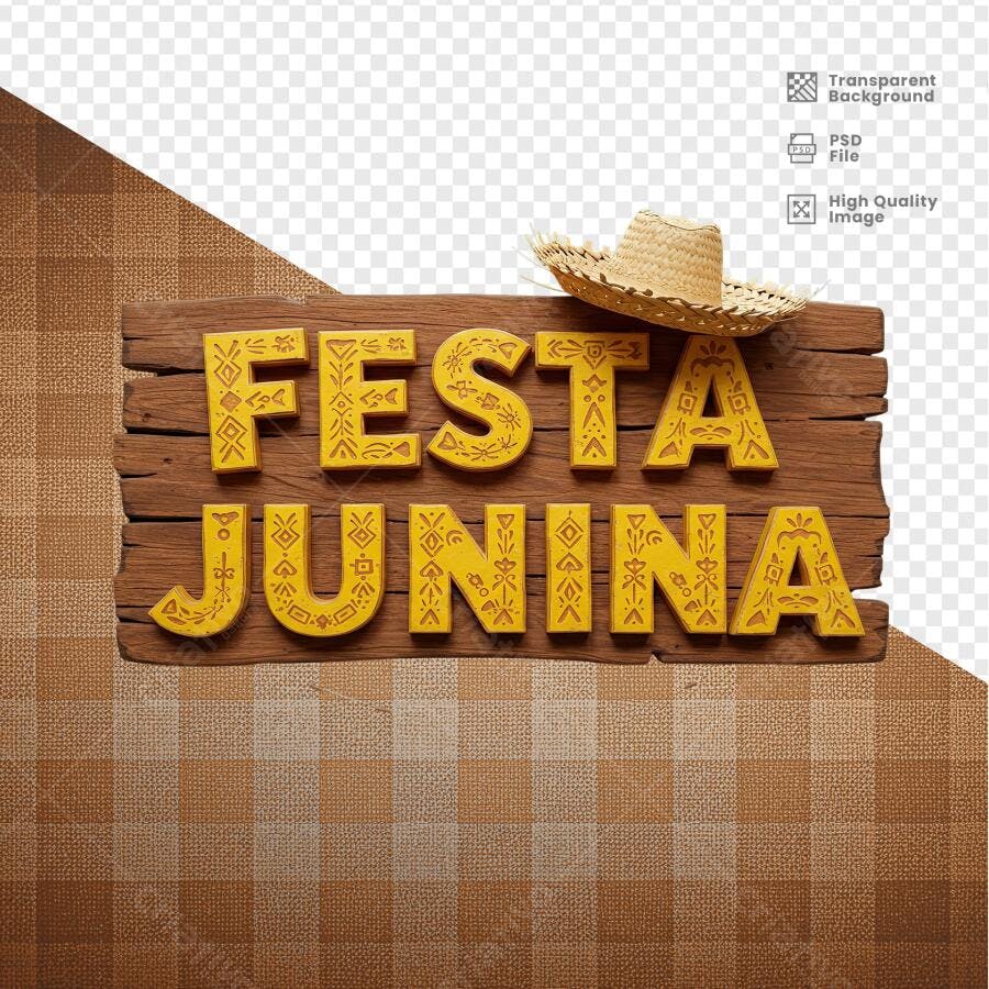Placa Festa Junina PSD Editável