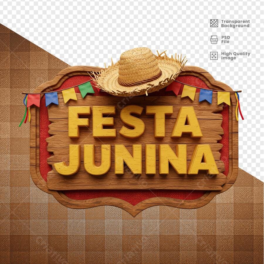 Placa Festa Junina PSD Editável