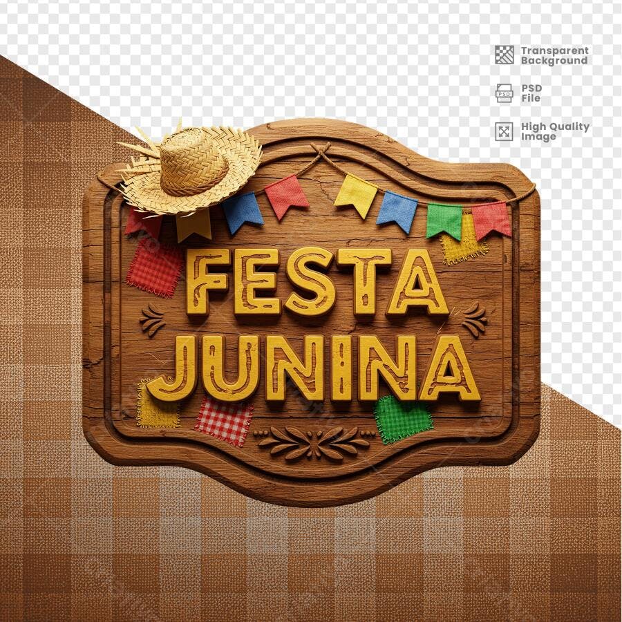 Placa Festa Junina PSD Editável
