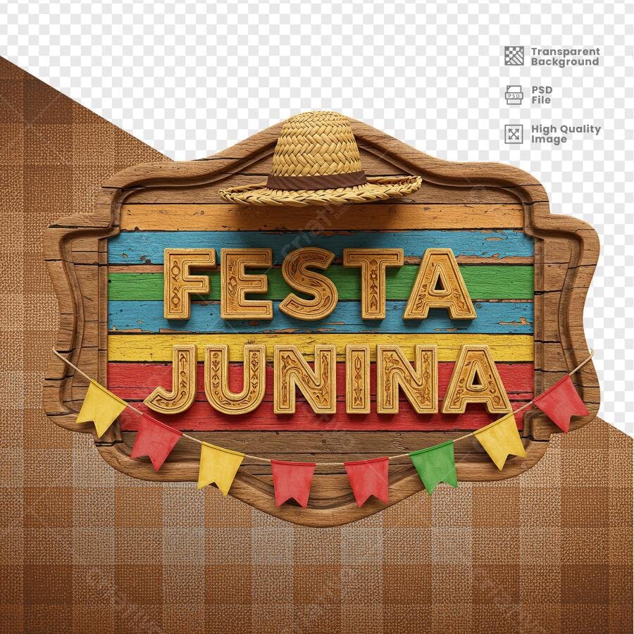 Placa Festa Junina PSD Editável