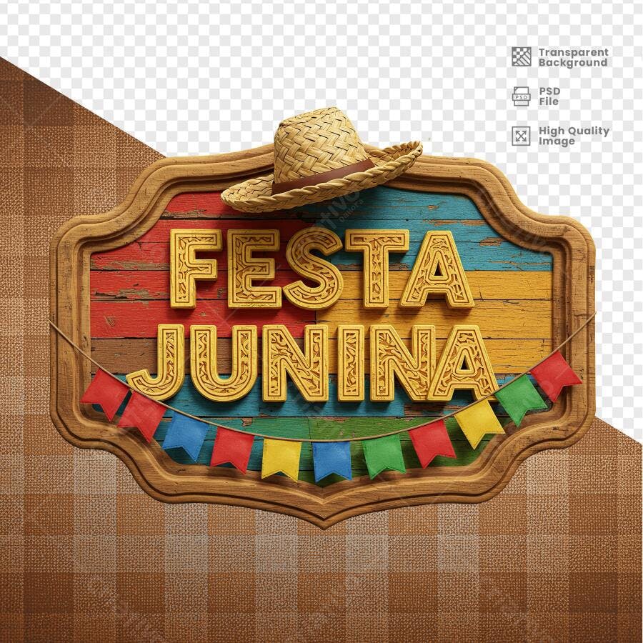 Placa Festa Junina PSD Editável