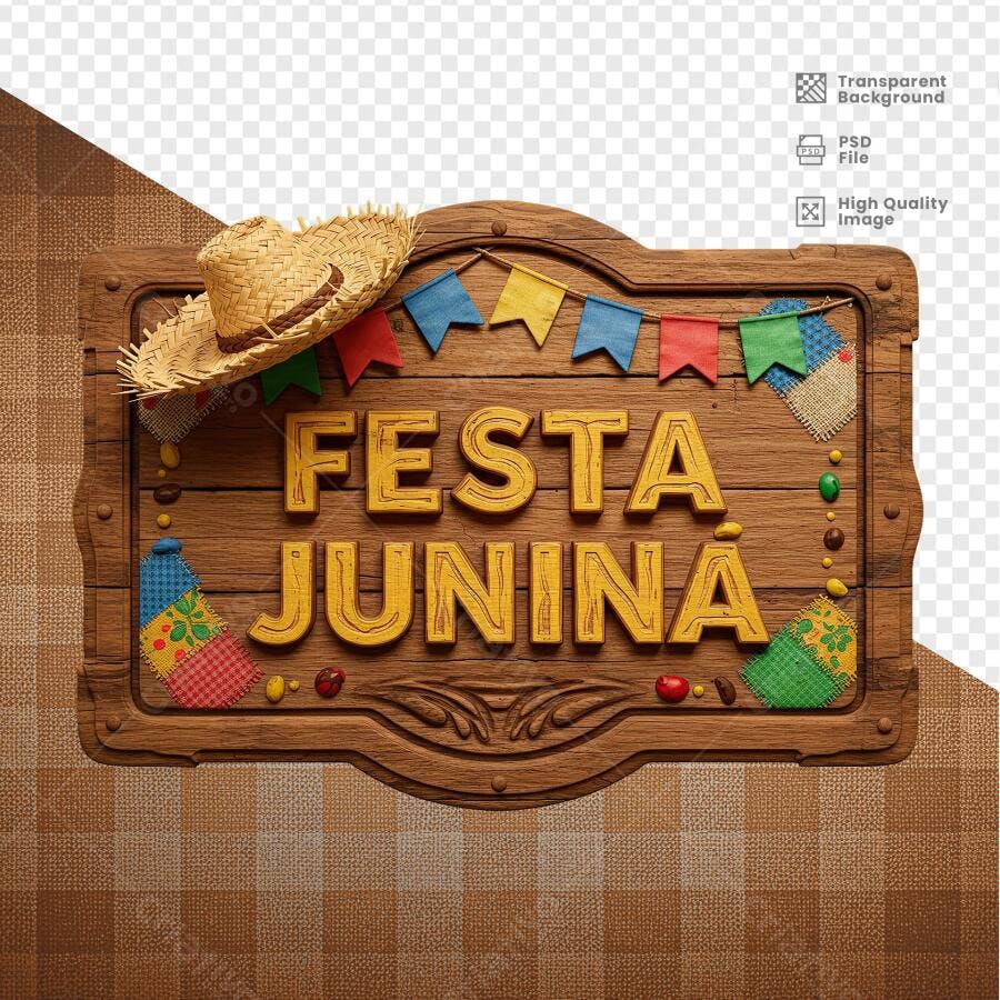 Placa Festa Junina PSD Editável