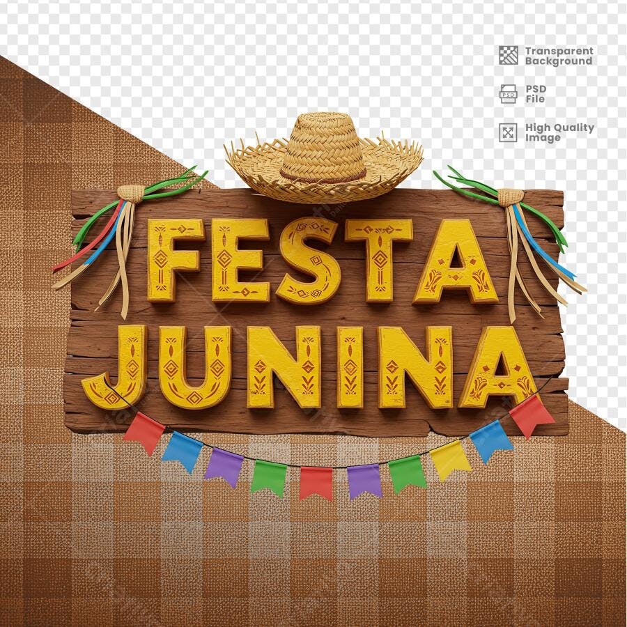 Placa Festa Junina PSD Editável