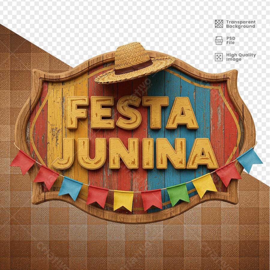 Placa Festa Junina PSD Editável