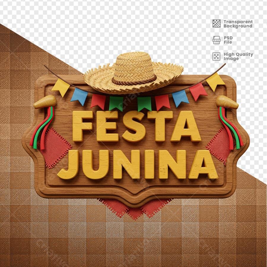 Placa Festa Junina PSD Editável