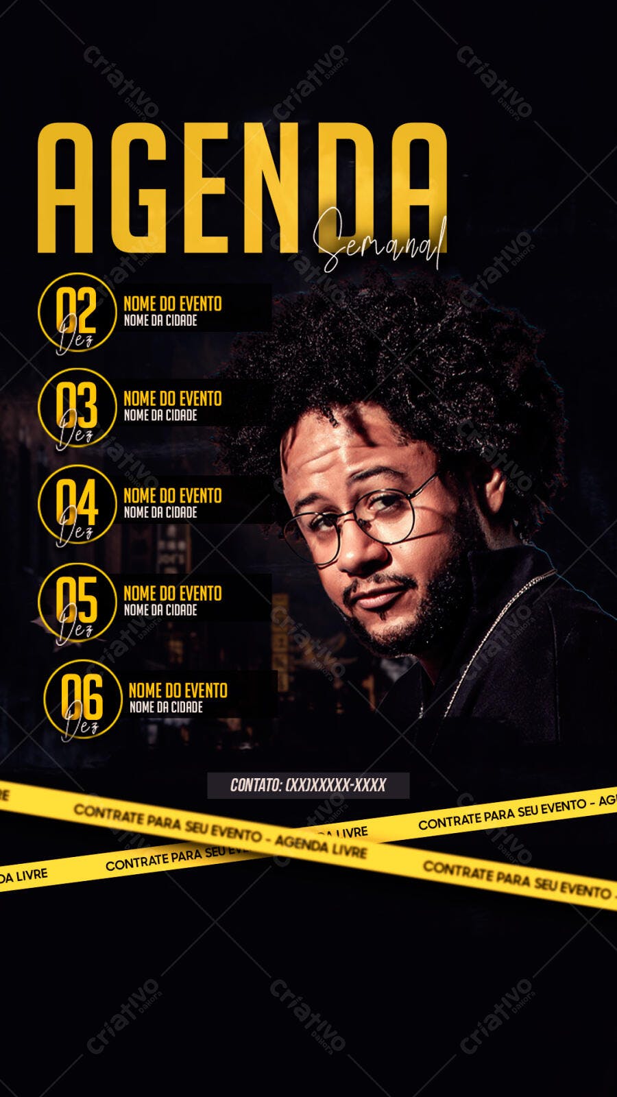 Flyer Agenda Semanal para Músicos PSD Editável