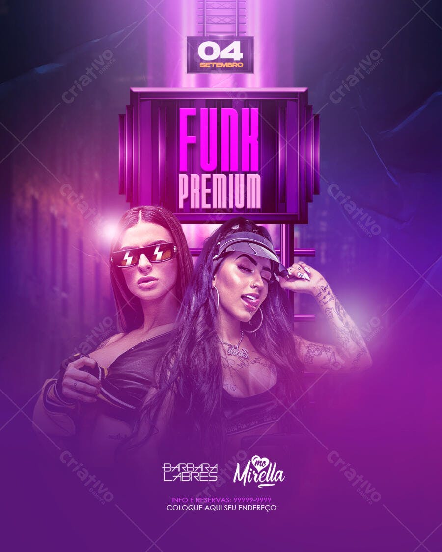 Flyer para Festa Funk Premium 04 de Setembro PSD Editável