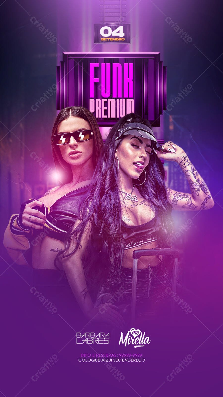 Flyer Festa Funk Premium 04 Setembro PSD Editável