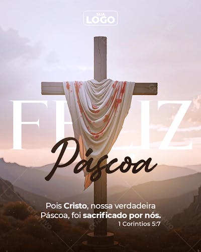 Flyer de Páscoa Jesus PSD Editável