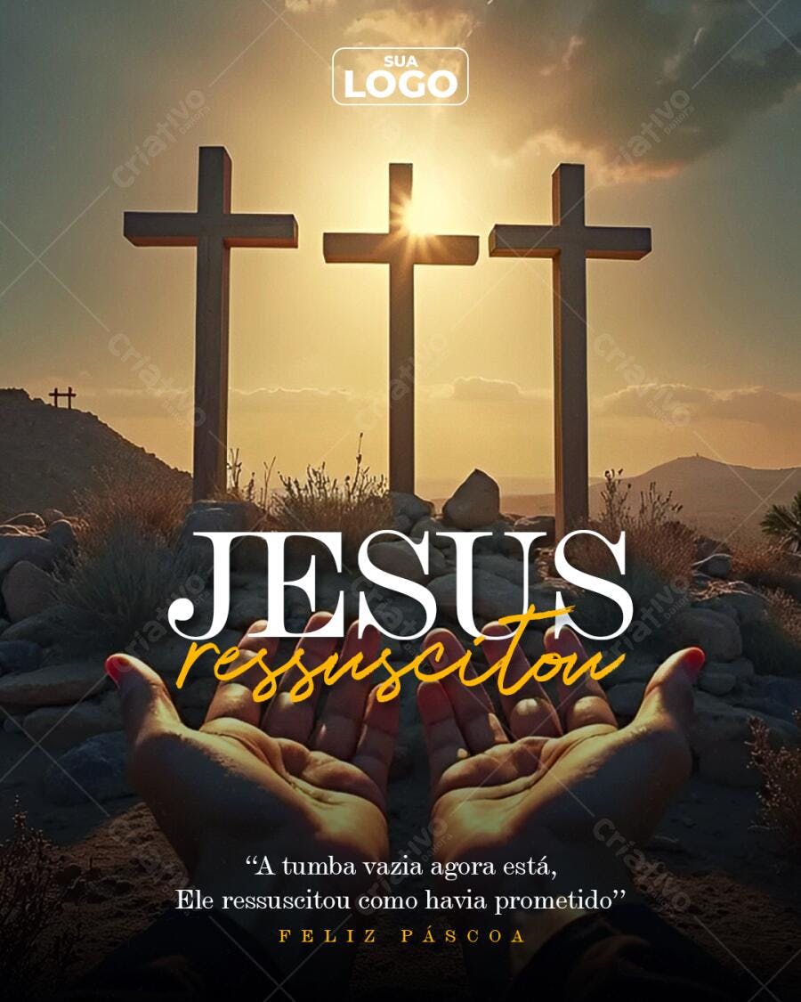 Flyer Páscoa Jesus Ressuscitou PSD Editável
