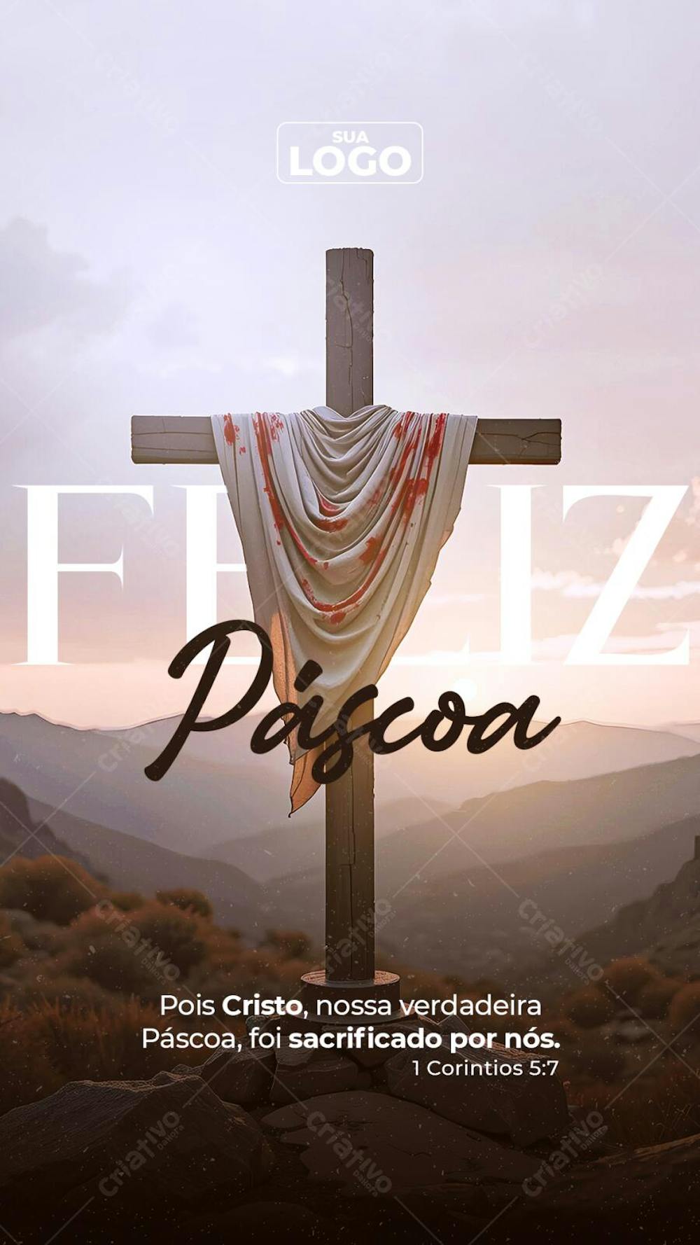 Flyer de Páscoa Jesus PSD Editável Stories