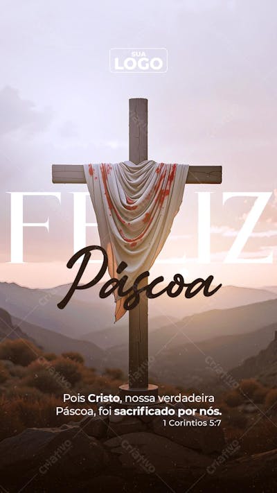 Flyer de Páscoa Jesus PSD Editável Stories