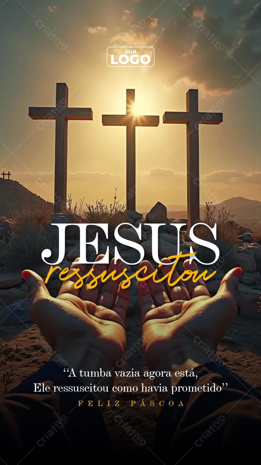 Flyer Páscoa Jesus Ressuscitou PSD Editável