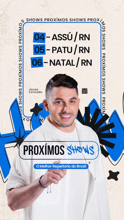 FLYER AGENDA DE SHOWS SEMANAL JONAS ESTICADO STORY PSD EDITAVEL