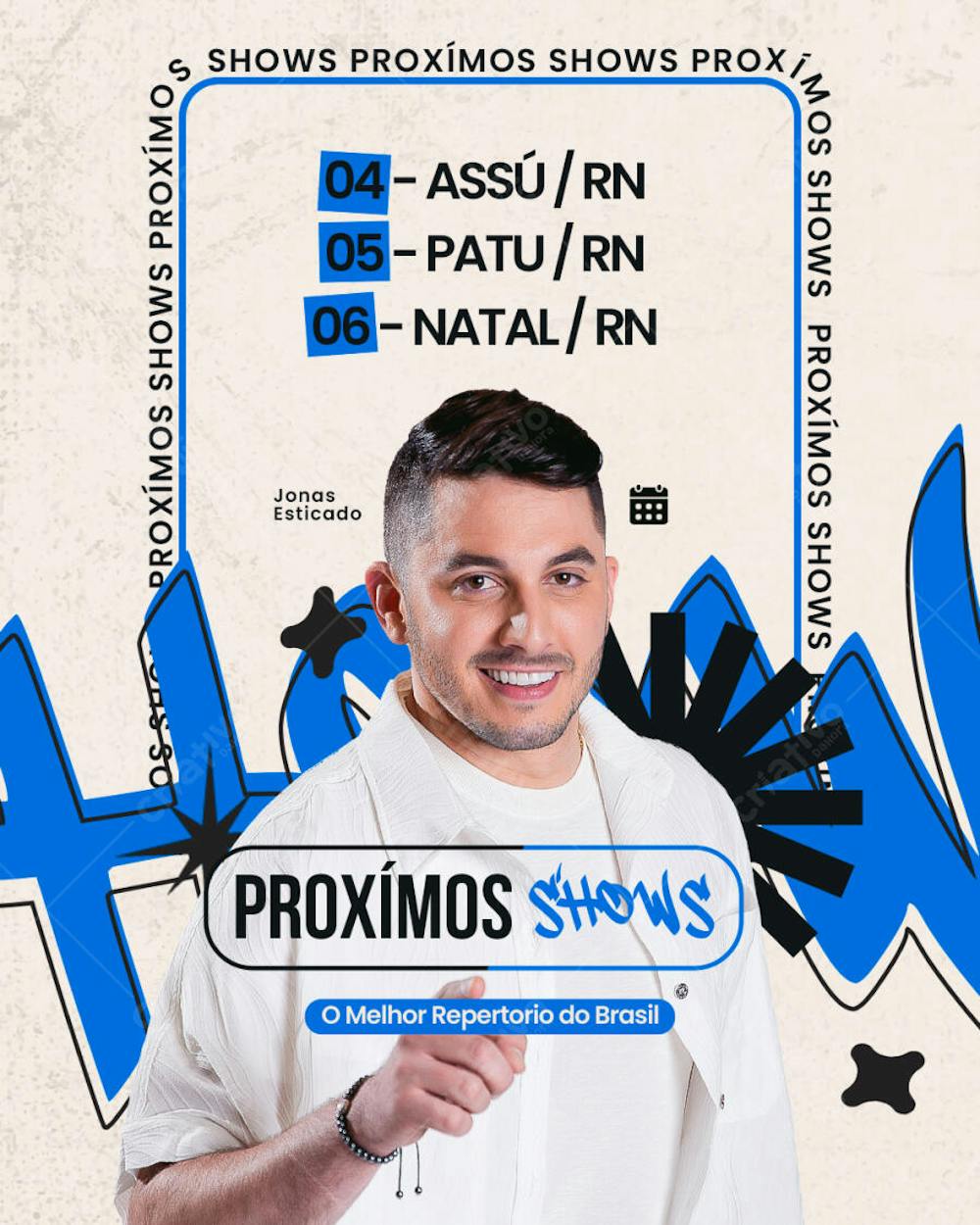 FLYER AGENDA DE SHOWS SEMANAL JONAS ESTICADO FEED PSD EDITAVEL