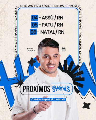 FLYER AGENDA DE SHOWS SEMANAL JONAS ESTICADO FEED PSD EDITAVEL
